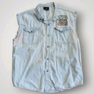 Hot Leathers Sturgis Rally 2021 Cutoff Shirt Blue Size XL